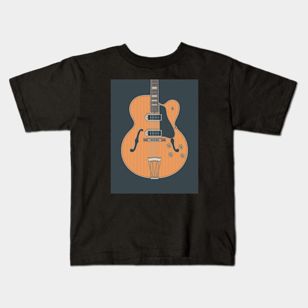 Single Cut Hollow Body Guitar Kids T-Shirt by milhad